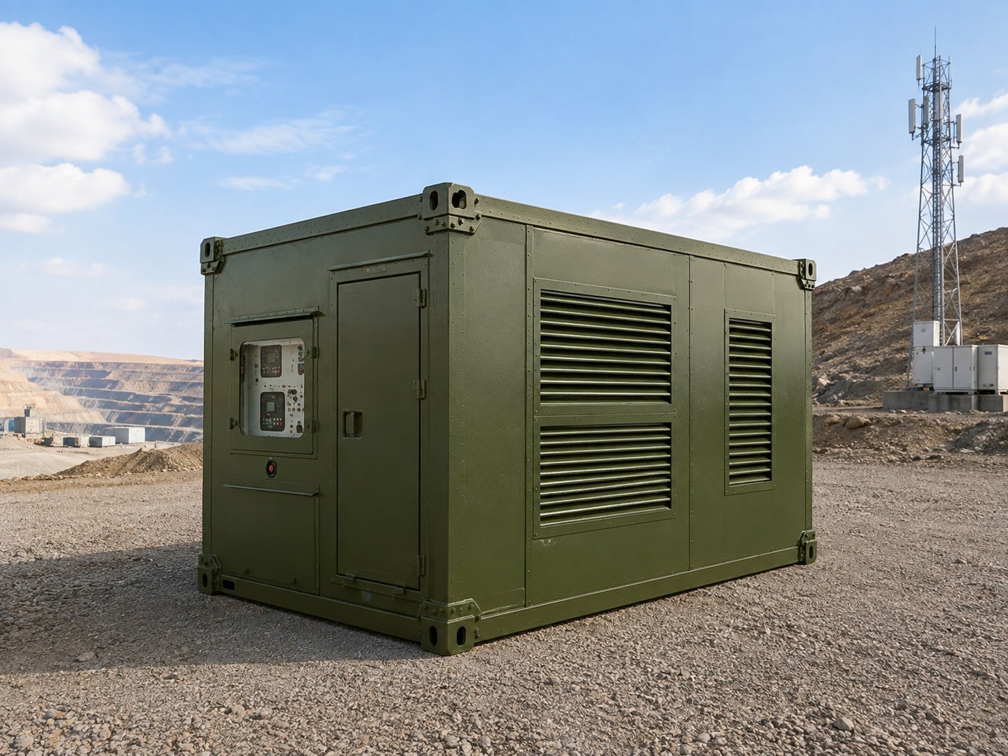 Detachable shelter-type silent power station at a remote mining and telecom worksite
